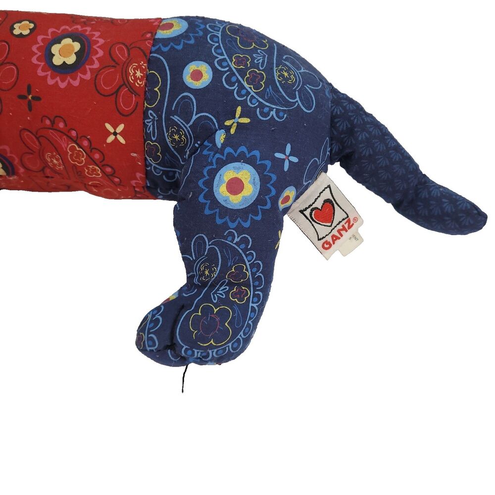 Paisley Patchwork Daschie Daschund Plush 16" Ganz Blue Red Floral puppy dog - Picture 5 of 11